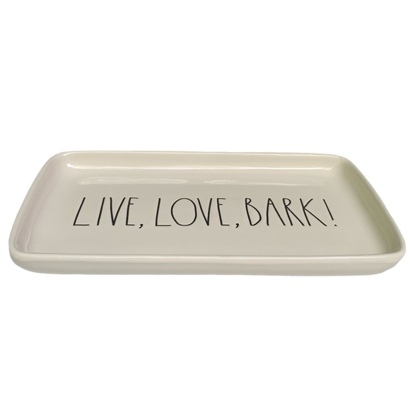 Rae Dunn LIVE LOVE BARK Dish Tray Trinket Holder White Dimples NWT 2017 OG - Picture 4 of 15
